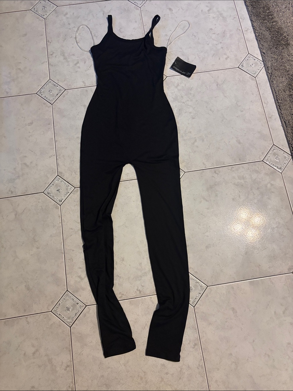 Sleek Black Slim Strap Jumpsuit